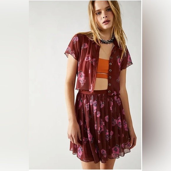 NWOT Free People Florence Mesh Skirt Set Size L - Picture 2 of 4